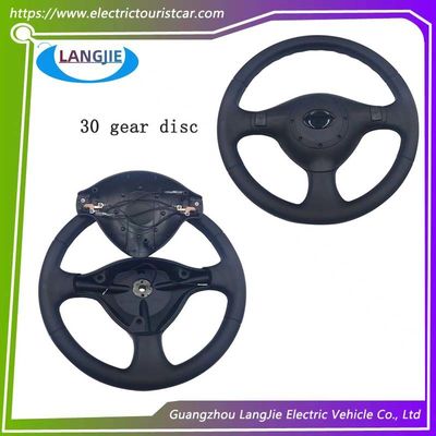 İyi bir fiyat. Elektrikli Dört Tekerlekli Sightseeing Arabası 36 Dişli Dairesel Siyah Direksiyon 30MM Bileşeni çevrimiçi