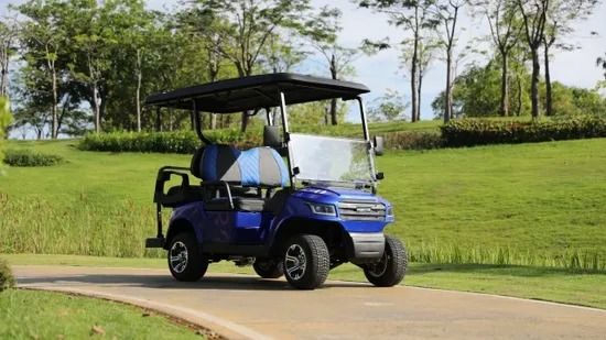İyi bir fiyat. 4 Seat Electric Golf Cart With Leather Fabric Seats LED Lighting System And Robotic Welding Chassis çevrimiçi